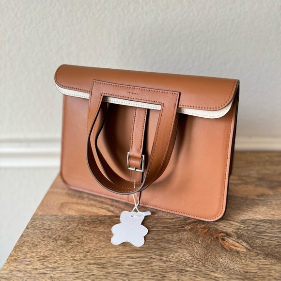 Gold Brown Verso 25 Foldover Convertible Crossbody Bag Halzan Saddle S10 - Picture 16 of 16